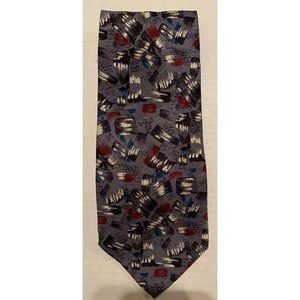 Enrico Coveri Abstract Squares Purple Red Tie Silk